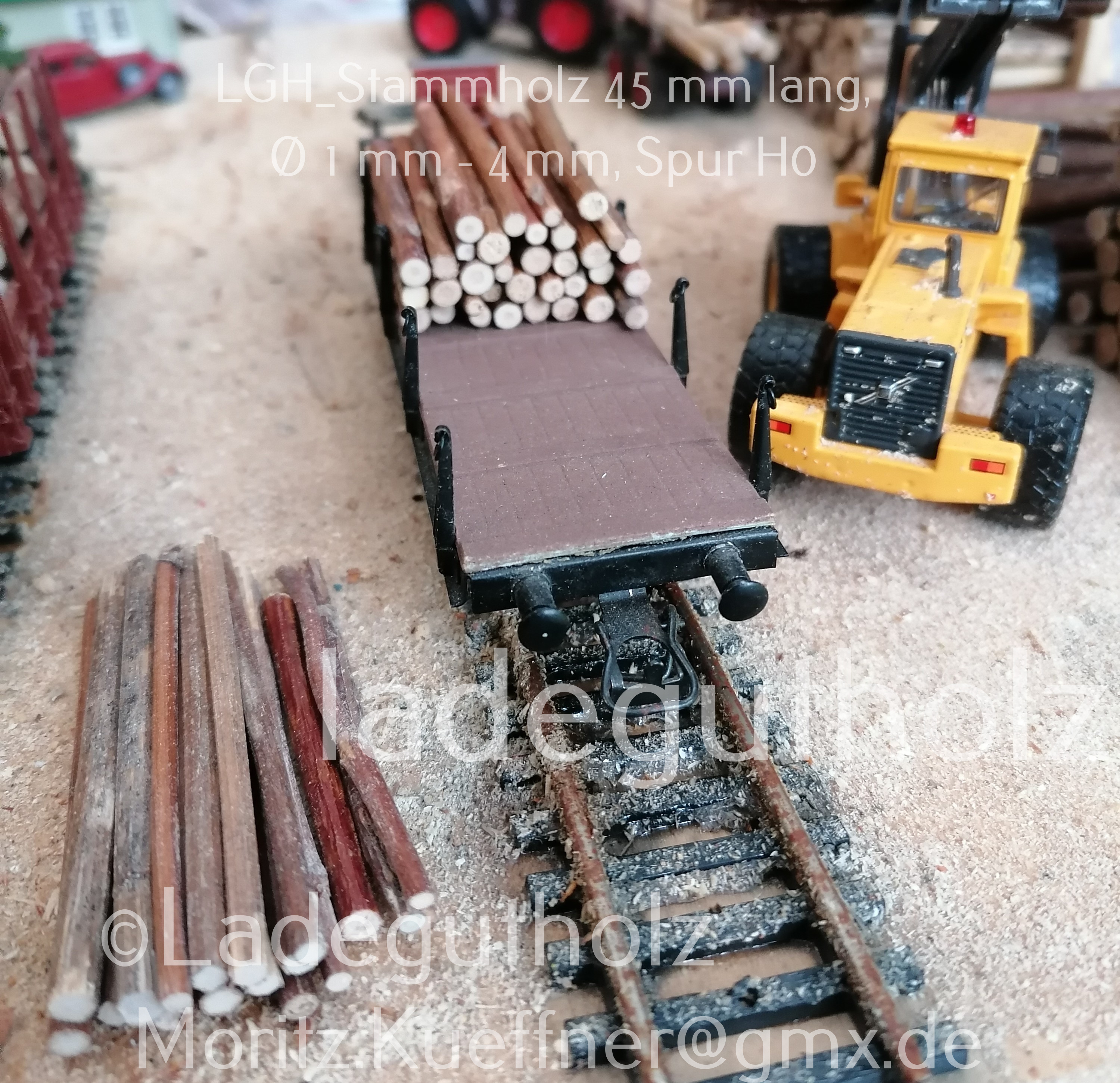 Stammholz 45 mm lang Ø 1 - 4 mm - 20 Stück